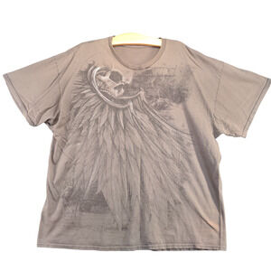 Unbranded Men's Skull Print T-Shirt Tan 3XL Short Sleeve Crew Neck Straight Hem